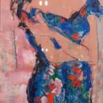 Acryl schilderij, Maya Wildevuur, Dame, 1991